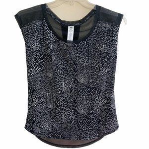Fabletics Vanessa Top Constellation Print Black White Mesh Relaxed Size XS